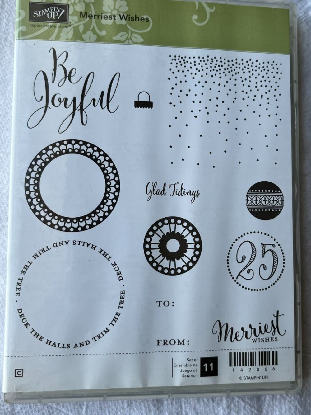 Stampin Up Merriest Wishes 142066 set of 11 Christmas ornament